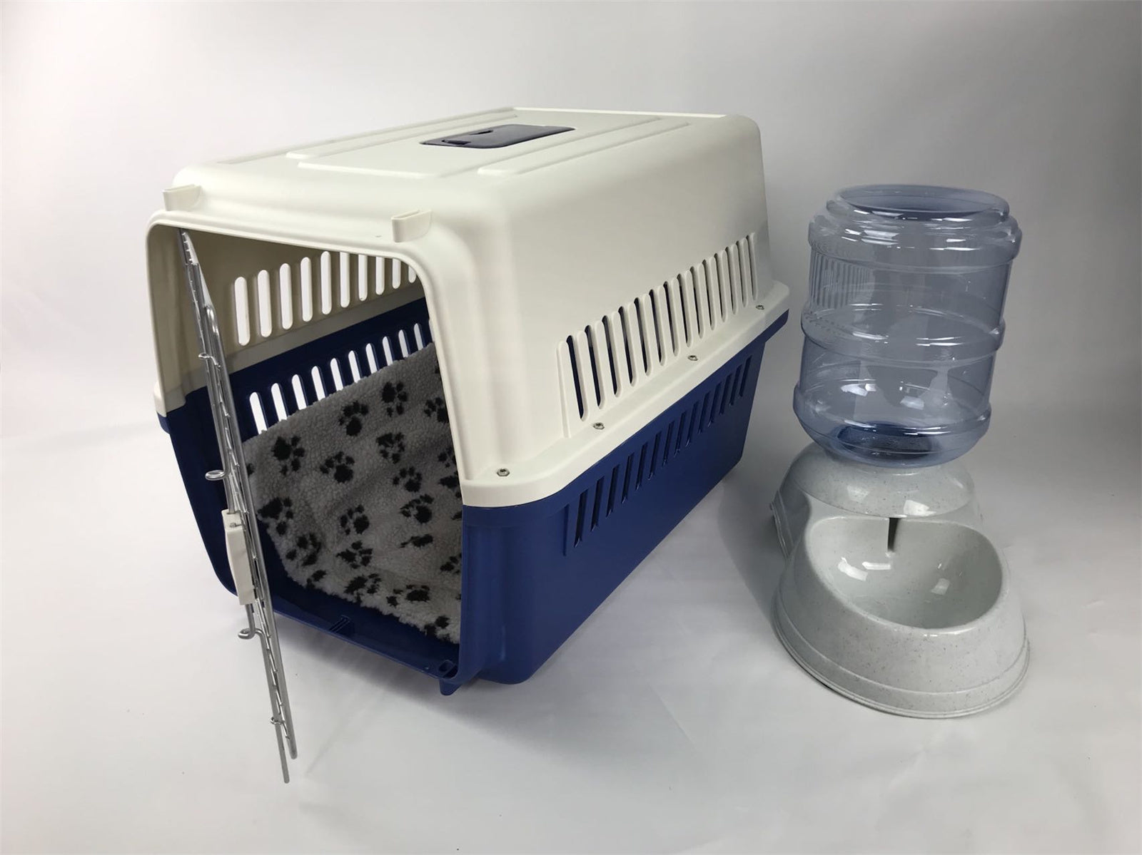 YES4PETS XL Dog Puppy Cat Crate Pet Carrier Cage W Mat & Water Dispenser 72x53x53cm V278-FC-720-NAVY-W-WATER11-BED