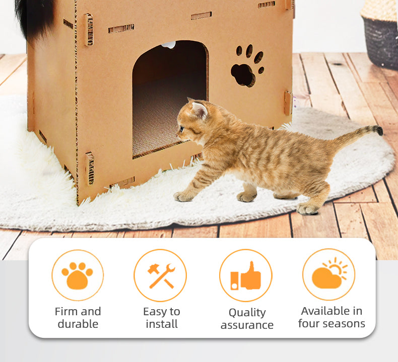YES4PETS Cat Cardboard House Tower Condo Scratcher Pet Post Furniture Double Storey V278-FH-0001-CARBORD-HOUSE