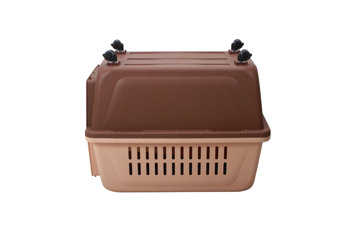 YES4PETS XL Plastic Kennels Pet Carrier Dog Cat Cage Crate With Handle and Removable Wheel Brown V278-HKX-0005-BROWN