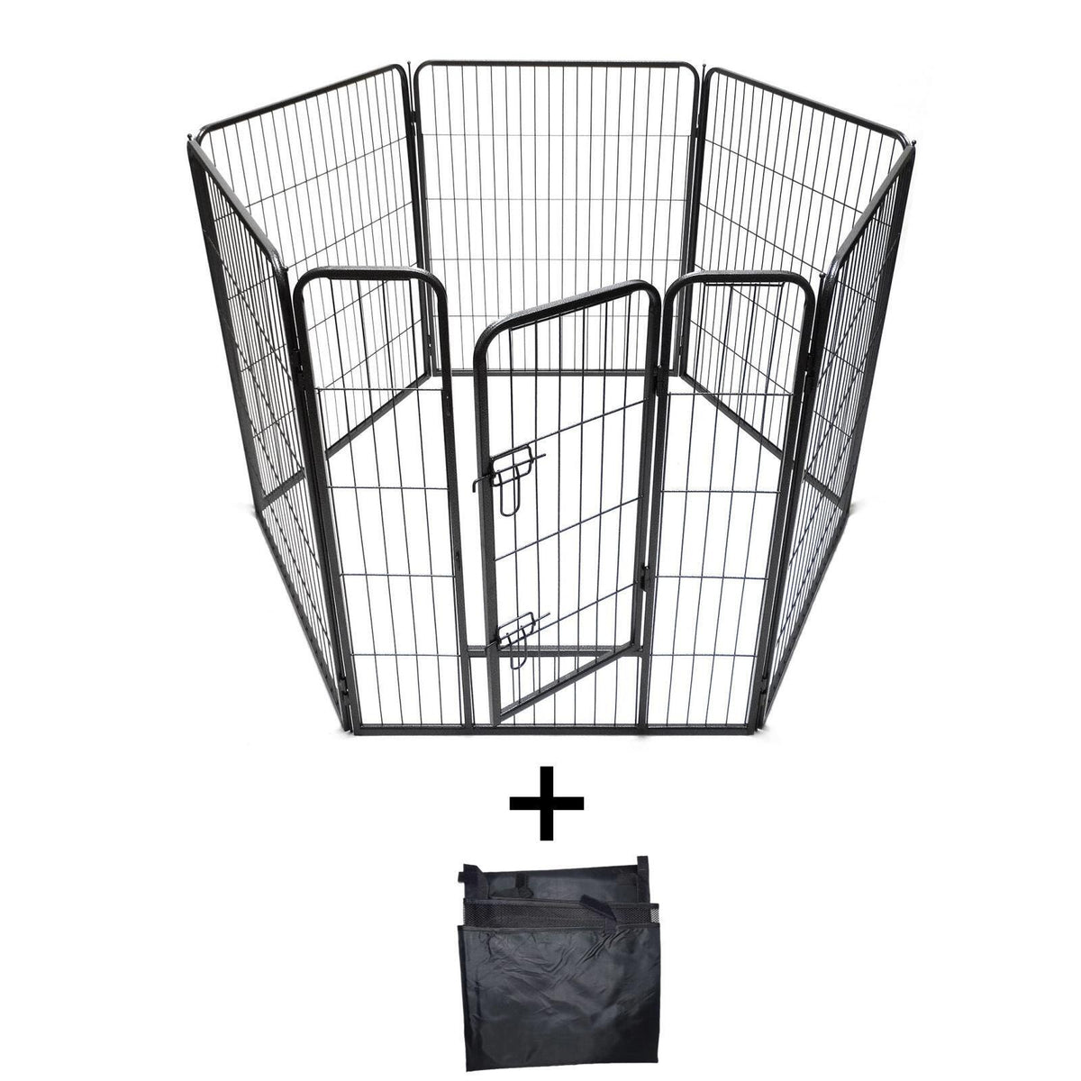 YES4PETS 6 Panels 100 cm Heavy Duty Pet Dog Cat Puppy Rabbit Exercise Playpen Fence Extension With Cover V278-HPL100-6-DOOR-BK-COVER-6