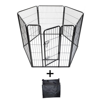 YES4PETS 6 Panels 100 cm Heavy Duty Pet Dog Cat Puppy Rabbit Exercise Playpen Fence Extension With Cover V278-HPL100-6-DOOR-BK-COVER-6