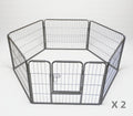 YES4PETS 2 X 6 Panel 60 cm Heavy Duty Pet Dog Puppy Cat Rabbit Exercise Playpen Fence V278-HPL60-W-HPL60-4-B-DOOR