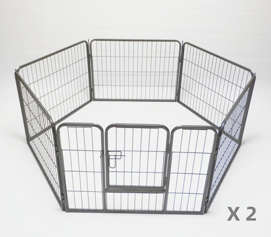 YES4PETS 2 X 6 Panel 60 cm Heavy Duty Pet Dog Puppy Cat Rabbit Exercise Playpen Fence V278-HPL60-W-HPL60-4-B-DOOR