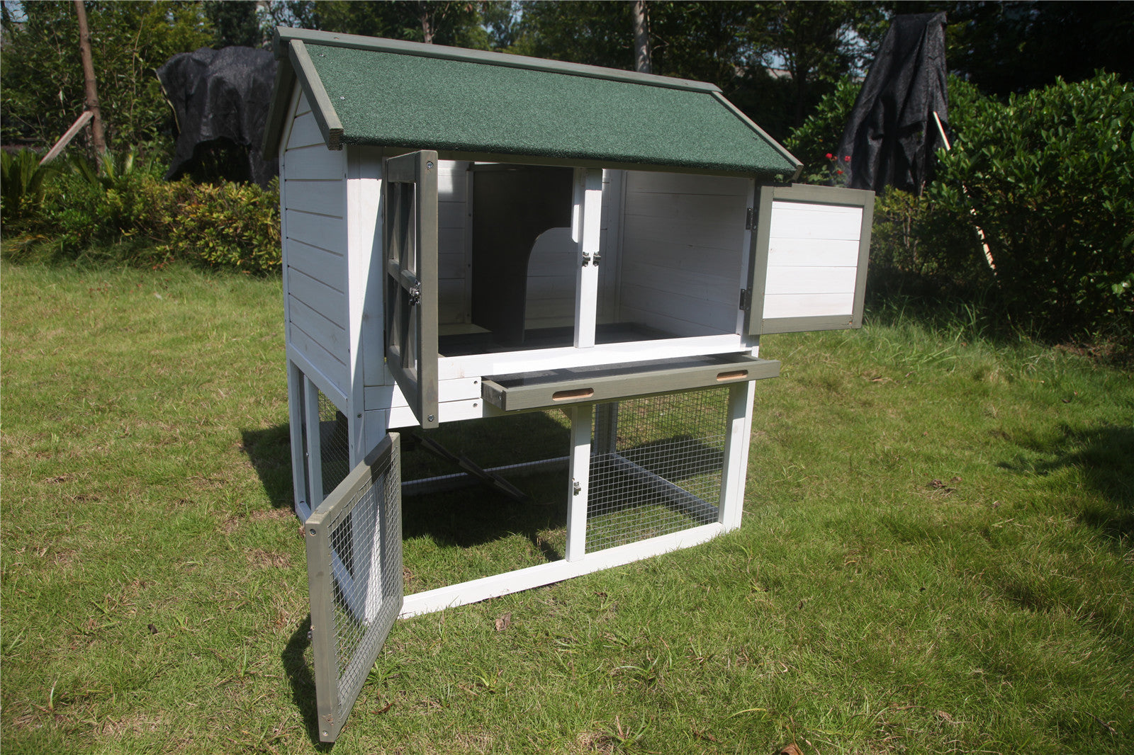 YES4PETS XL Double Storey Rabbit Hutch Guinea Pig Ferret Cage 102x65x98cm V278-HUTCH-055