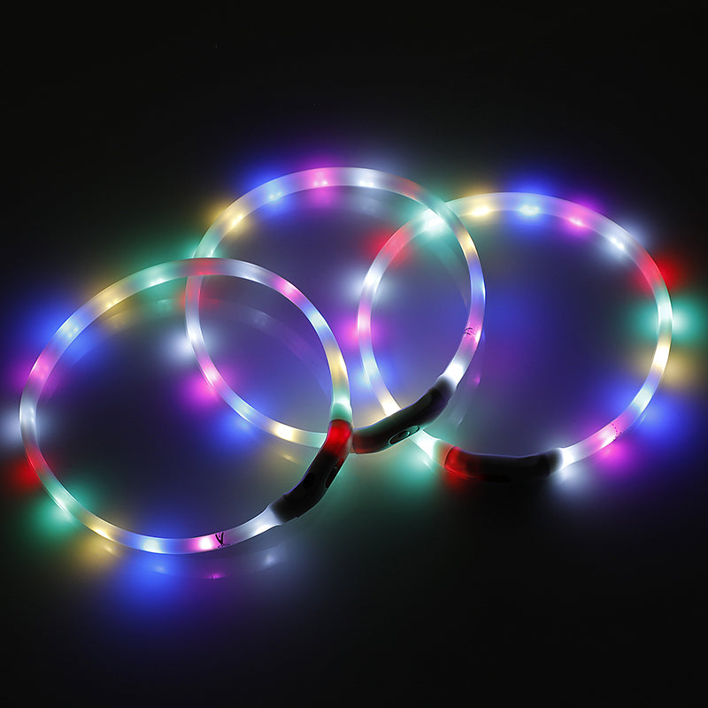 YES4PETS Medium 55CM LED Dog Collar USB Rechargeable Night Glow Flashing Light Up Safety Pet Collars V278-LED-COLLAR-M-55
