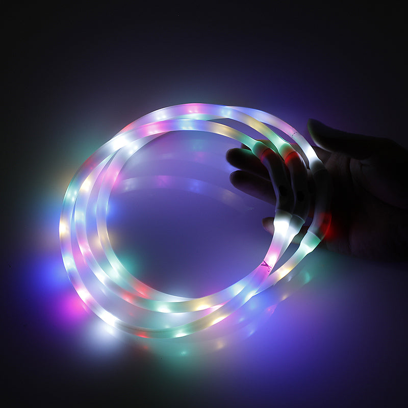 YES4PETS Small 40CM LED Dog Collar USB Rechargeable Night Glow Flashing Light Up Safety Pet Collars V278-LED-COLLAR-S-40