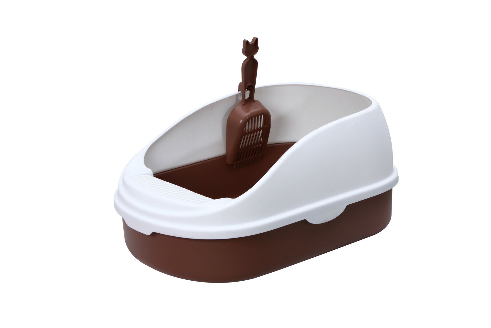 YES4PETS Medium Portable Cat Toilet Litter Box Tray with Scoop Brown V278-MSP-0002-BROWN