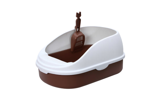 YES4PETS Medium Portable Cat Toilet Litter Box Tray with Scoop Brown V278-MSP-0002-BROWN
