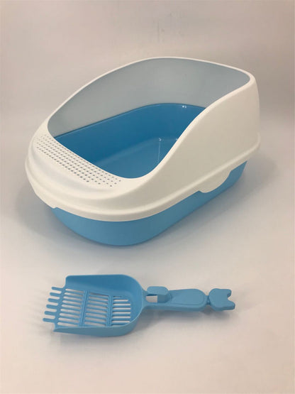 YES4PETS Large Deep Cat Toilet Litter Box Tray High Wall with Scoop Blue V278-MSP-0003-BLUE