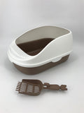 YES4PETS Large Deep Portable Cat Toilet Litter Box Tray with Scoop Brown V278-MSP-0003-BROWN