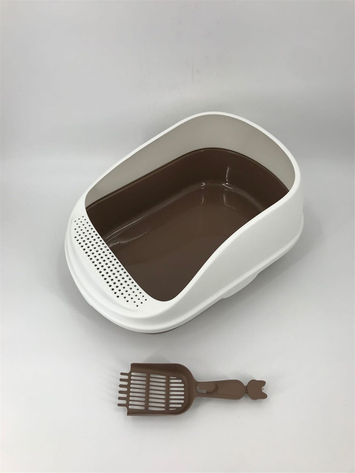 YES4PETS Large Deep Portable Cat Toilet Litter Box Tray with Scoop Brown V278-MSP-0003-BROWN