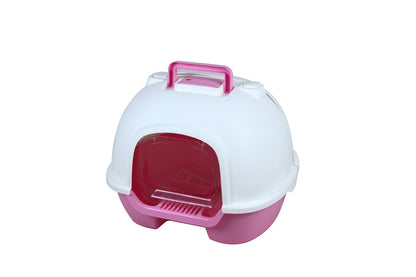 YES4PETS Portable Hooded Cat Toilet Litter Box Tray House with Handle, Scoop and Charcoal Filter Pink V278-MSP-0006-PINK