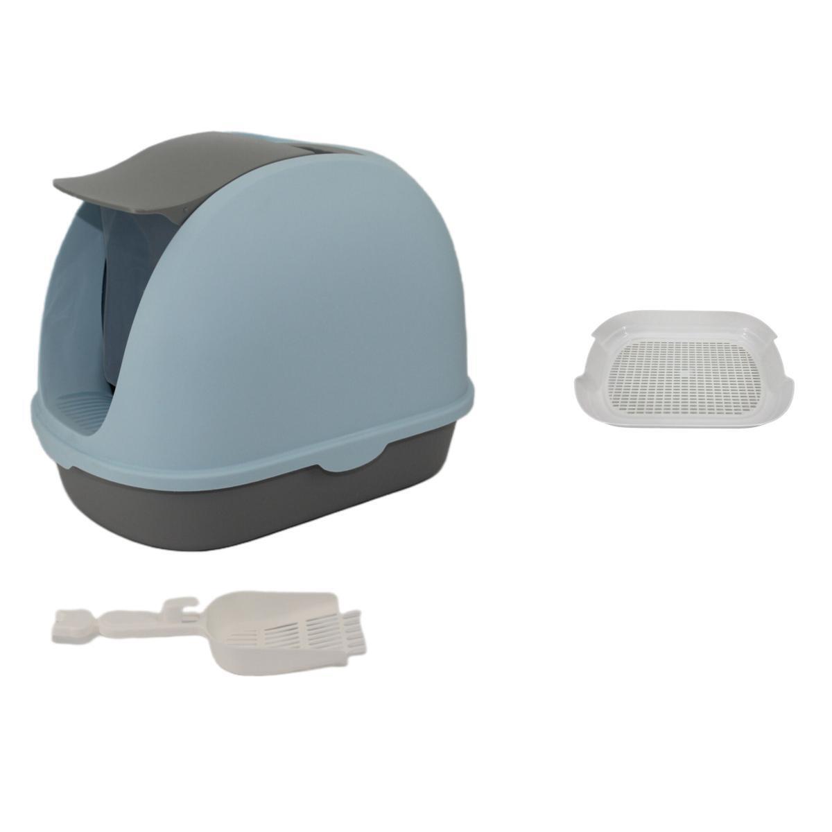 YES4PETS Portable Hooded Cat Toilet Litter Box Tray House with Handle and Scoop Blue V278-MSP-0007-BLUE-W-ZW-0001