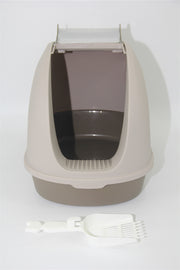 YES4PETS Portable Hooded Cat Toilet Litter Box Tray House with Scoop and Grid Tray Brown V278-MSP-0007-BROWN-W-ZW-0001