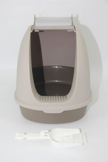 YES4PETS Portable Hooded Cat Toilet Litter Box Tray House with Scoop and Grid Tray Brown V278-MSP-0007-BROWN-W-ZW-0001