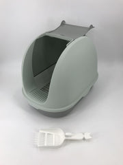 YES4PETS Portable Hooded Cat Toilet Litter Box Tray House with Scoop and Grid Tray Grey V278-MSP-0007-GREY-W-ZW-0001
