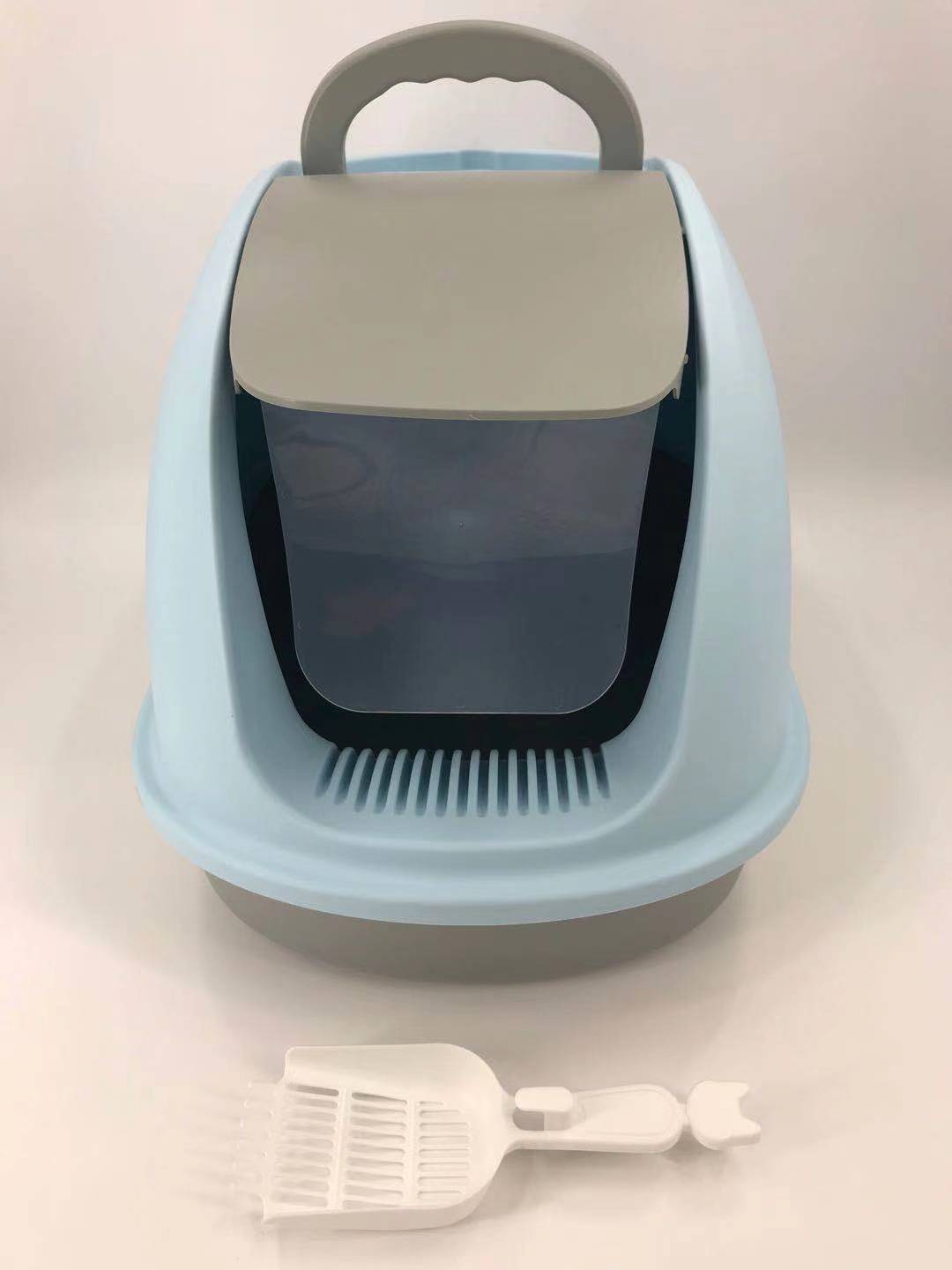 YES4PETS XL Portable Hooded Cat Toilet Litter Box Tray House w Charcoal Filter and Scoop Blue V278-MSP-0008-BLUE