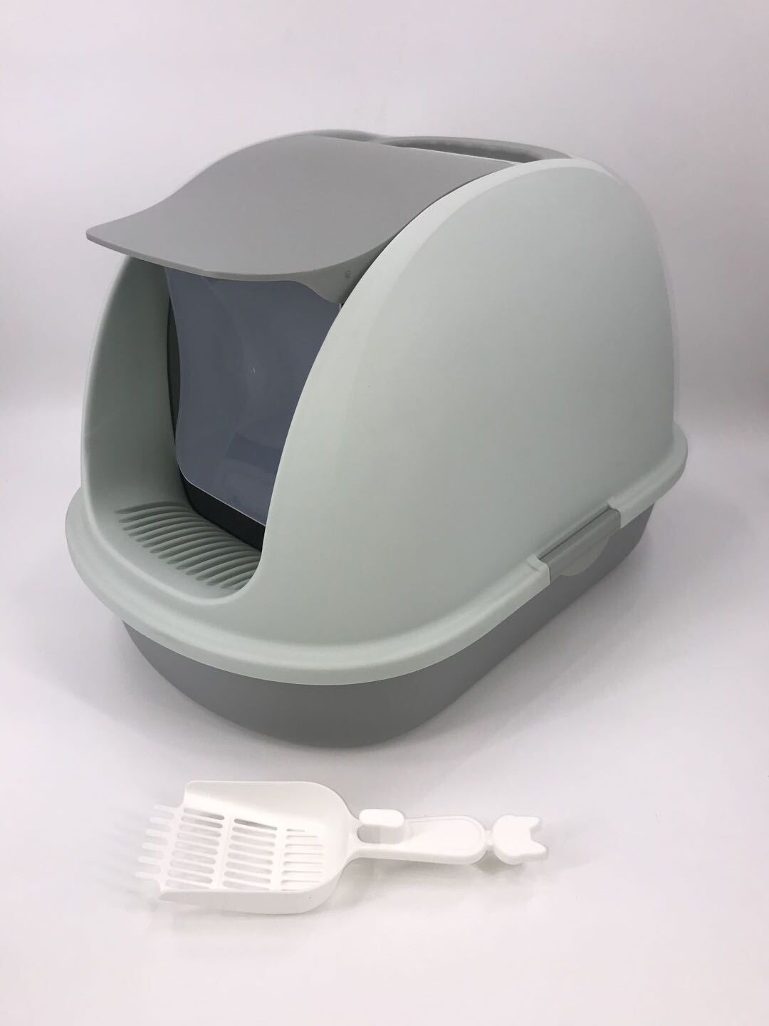 YES4PETS XL Portable Hooded Cat Toilet Litter Box Tray House w Charcoal Filter and Scoop Grey V278-MSP-0008-GREY