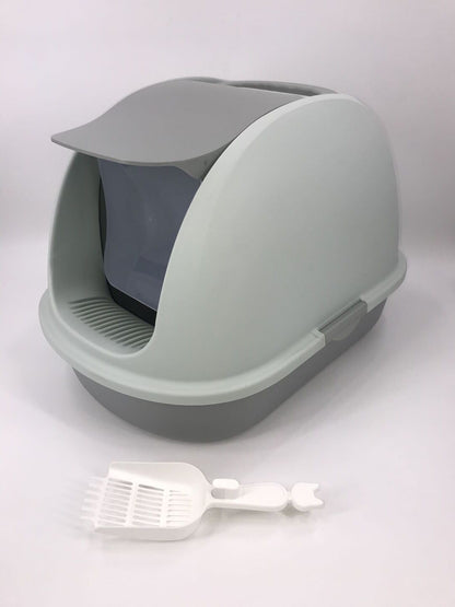 YES4PETS XL Portable Hooded Cat Toilet Litter Box Tray House w Charcoal Filter and Scoop Grey V278-MSP-0008-GREY