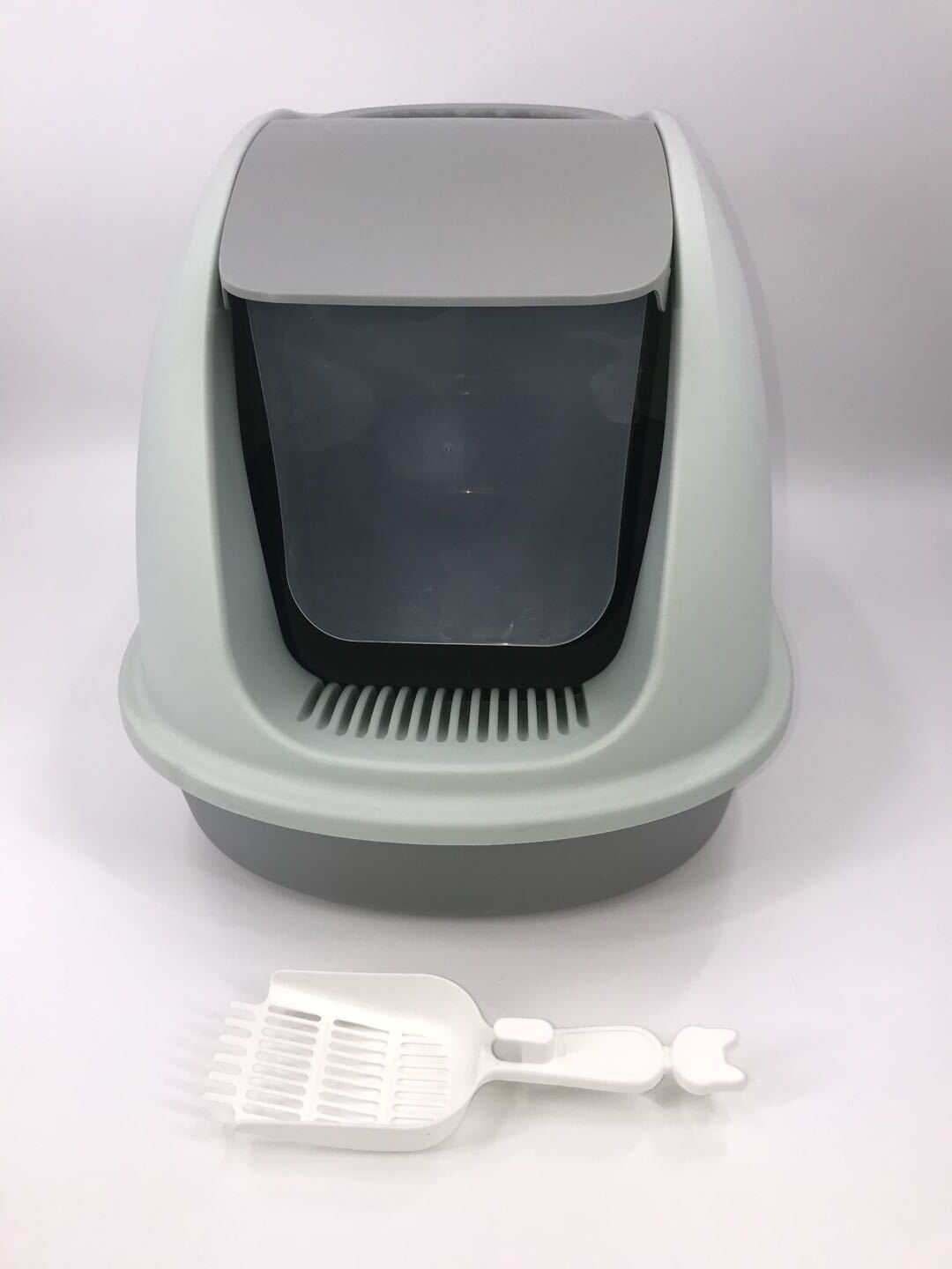 YES4PETS XL Portable Hooded Cat Toilet Litter Box Tray House w Charcoal Filter and Scoop Grey V278-MSP-0008-GREY