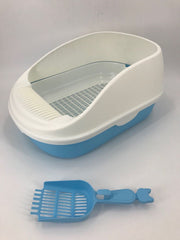 YES4PETS Large Portable Cat Toilet Litter Box Tray House with Scoop and Grid Tray Blue V278-MSP-004-BLUE-W-ZW-0001