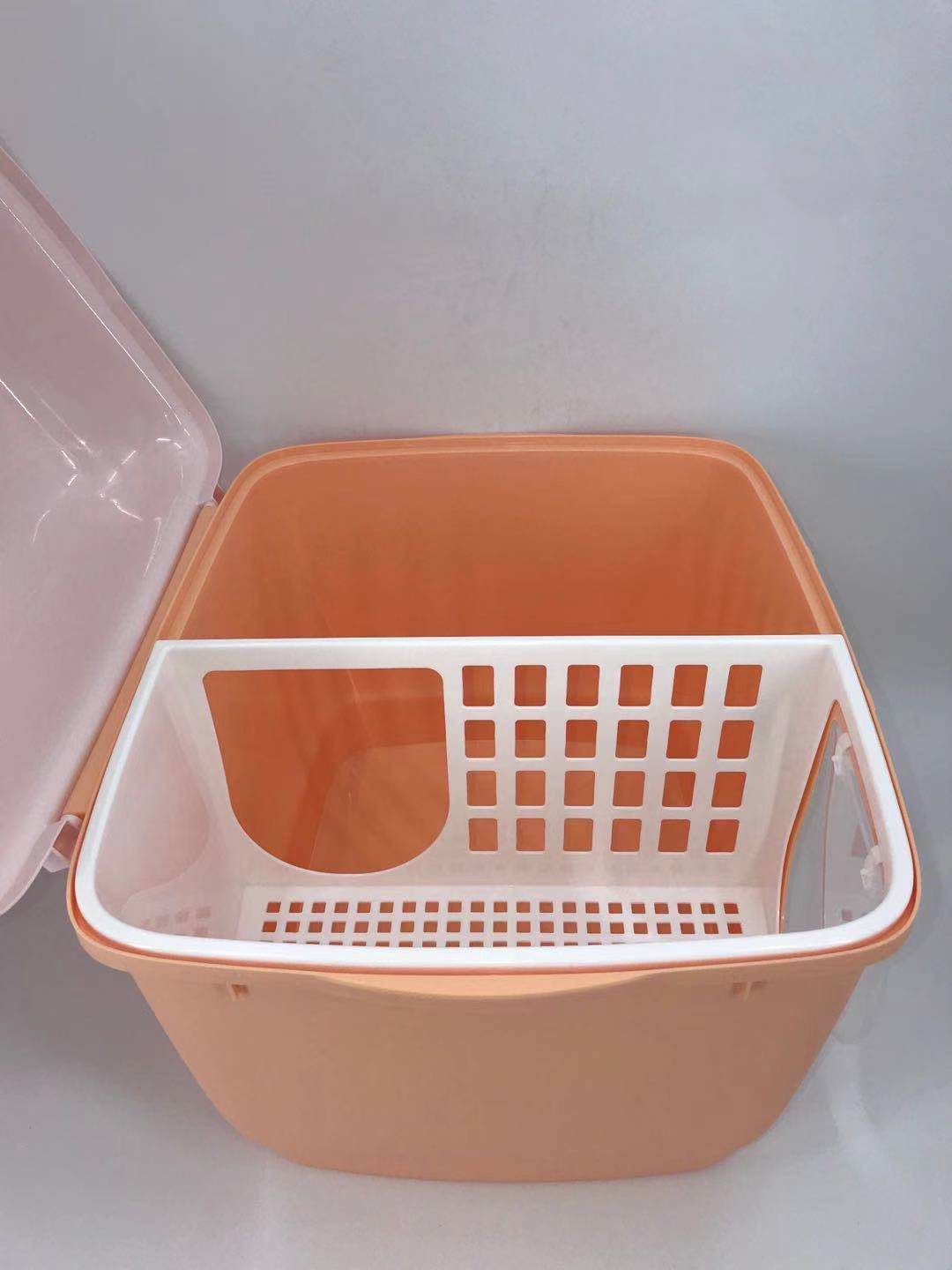 XL Portable Hooded Cat Toilet Litter Box Tray House with Handle and Scoop Orange V278-MSP-102-ORANGE