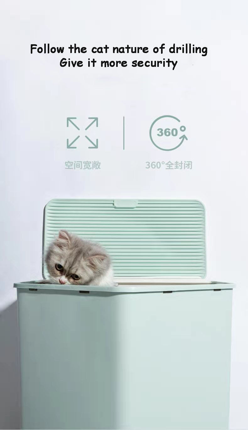 YES4PETS L Portable Hooded Cat Toilet Litter Box Tray House with Drawer and Scoop-Blue V278-MSP-104-BLUE