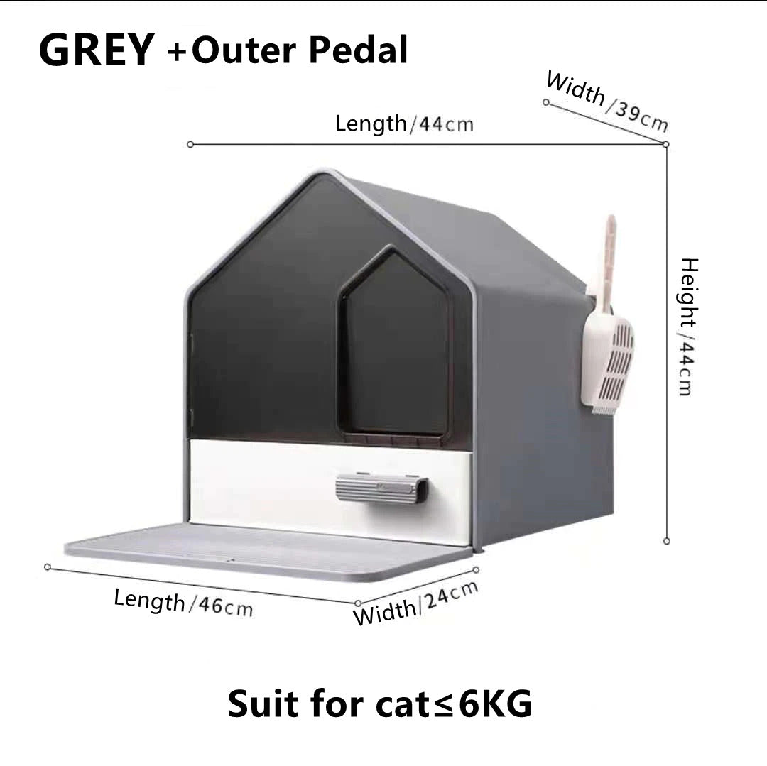 YES4PETS L Portable Hooded Cat Toilet Litter Box Tray House with Drawer and Scoop-Grey V278-MSP-104-GREY