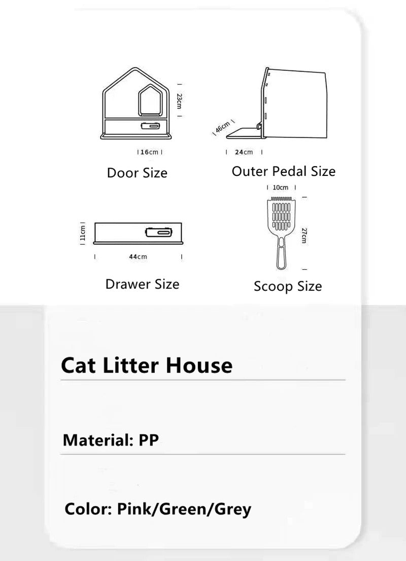 YES4PETS L Portable Hooded Cat Toilet Litter Box Tray House with Drawer and Scoop-Grey V278-MSP-104-GREY