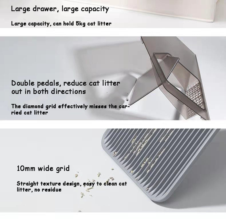 YES4PETS L Portable Hooded Cat Toilet Litter Box Tray House with Drawer and Scoop-Grey V278-MSP-104-GREY