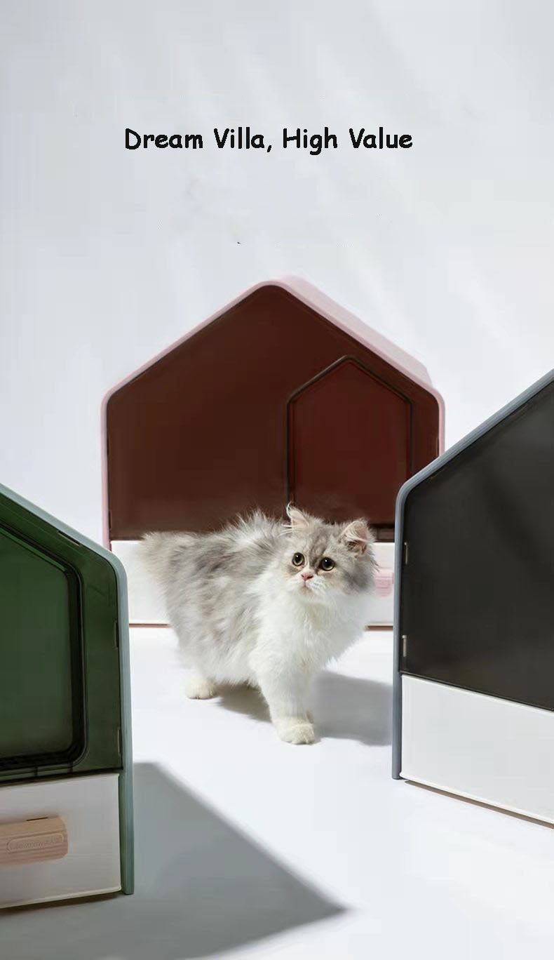 YES4PETS L Portable Hooded Cat Toilet Litter Box Tray House with Drawer and Scoop-Grey V278-MSP-104-GREY