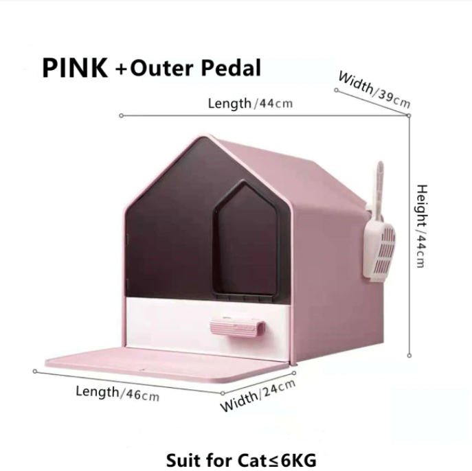YES4PETS L Portable Hooded Cat Toilet Litter Box Tray House with Drawer and Scoop-Pink V278-MSP-104-PINK