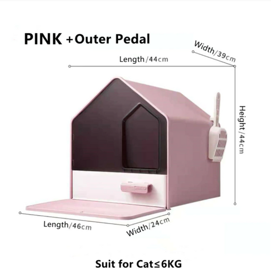 YES4PETS L Portable Hooded Cat Toilet Litter Box Tray House with Drawer and Scoop-Pink V278-MSP-104-PINK