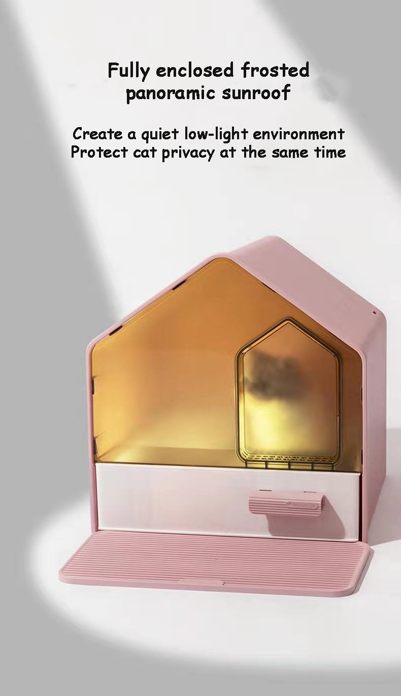 YES4PETS L Portable Hooded Cat Toilet Litter Box Tray House with Drawer and Scoop-Pink V278-MSP-104-PINK