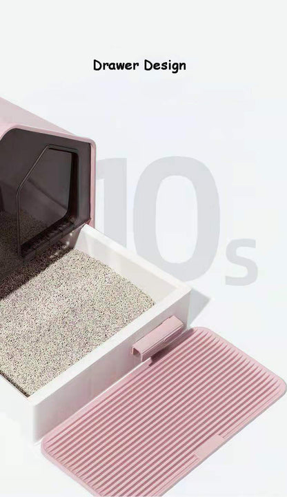 YES4PETS L Portable Hooded Cat Toilet Litter Box Tray House with Drawer and Scoop-Pink V278-MSP-104-PINK