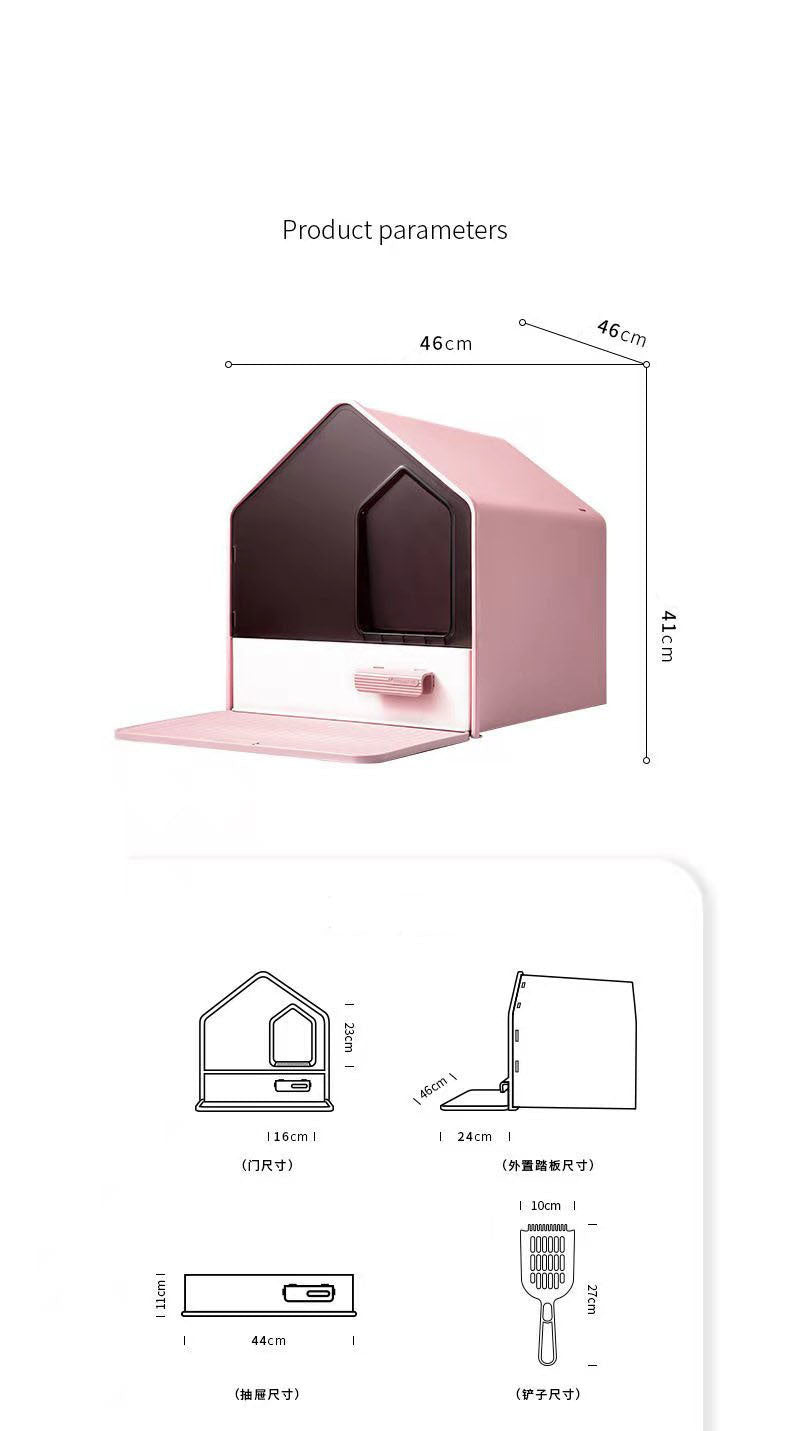 YES4PETS L Portable Hooded Cat Toilet Litter Box Tray House with Drawer and Scoop-Pink V278-MSP-104-PINK