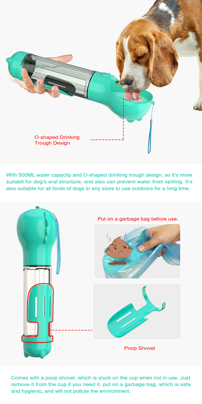 YES4PETS 4 in 1 Portable Pet Dog Puppy Cat Drinking Mug Water Feeder Bottle Valve Travel Bottle Blue V278-MULTI-WATER-BOTTLE-BLUE