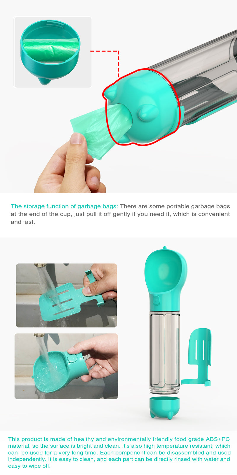 YES4PETS 4 in 1 Portable Pet Dog Puppy Cat Drinking Mug Water Feeder Bottle Valve Travel Bottle Blue V278-MULTI-WATER-BOTTLE-BLUE