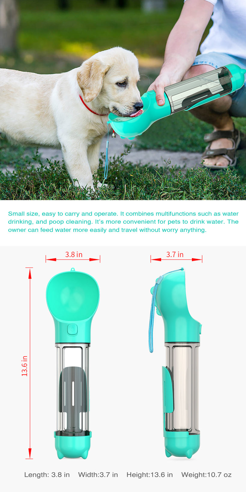 YES4PETS 4 in 1 Portable Pet Dog Puppy Cat Drinking Mug Water Feeder Bottle Valve Travel Bottle Blue V278-MULTI-WATER-BOTTLE-BLUE
