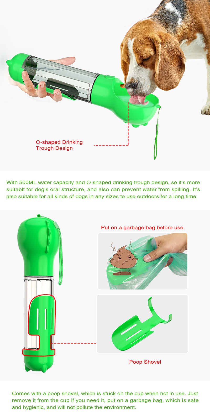 YES4PETS 4 in 1 Portable Pet Dog Puppy Cat Drinking Mug Water Feeder Bottle Valve Travel Bottle Green V278-MULTI-WATER-BOTTLE-GREEN