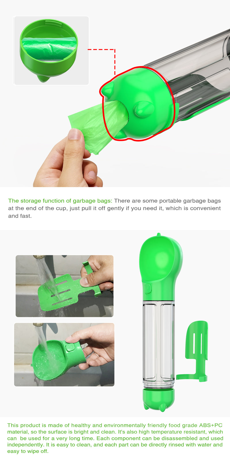YES4PETS 4 in 1 Portable Pet Dog Puppy Cat Drinking Mug Water Feeder Bottle Valve Travel Bottle Green V278-MULTI-WATER-BOTTLE-GREEN