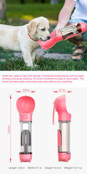 YES4PETS 4 in 1 Portable Pet Dog Puppy Cat Drinking Mug Water Feeder Bottle Valve Travel Bottle Pink V278-MULTI-WATER-BOTTLE-PINK