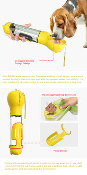 YES4PETS 4 in 1 Portable Pet Dog Puppy Cat Drinking Mug Water Feeder Bottle Valve Travel Bottle Yellow V278-MULTI-WATER-BOTTLE-YELLOW