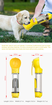YES4PETS 4 in 1 Portable Pet Dog Puppy Cat Drinking Mug Water Feeder Bottle Valve Travel Bottle Yellow V278-MULTI-WATER-BOTTLE-YELLOW