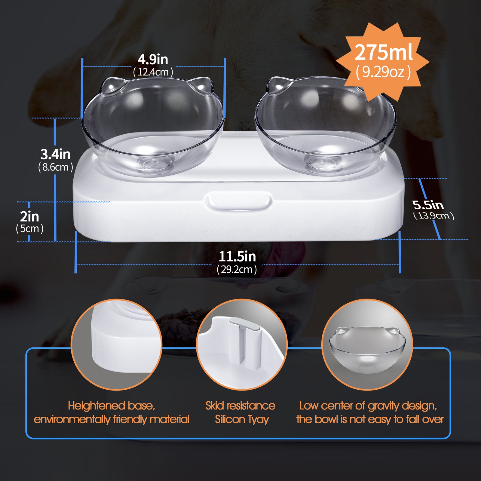 YES4PETS Pet Bowl Water Bowls Portable Anti Slip Skid Feeder Dog Rabbit Cat V278-PB-01D-PET-FEEDER