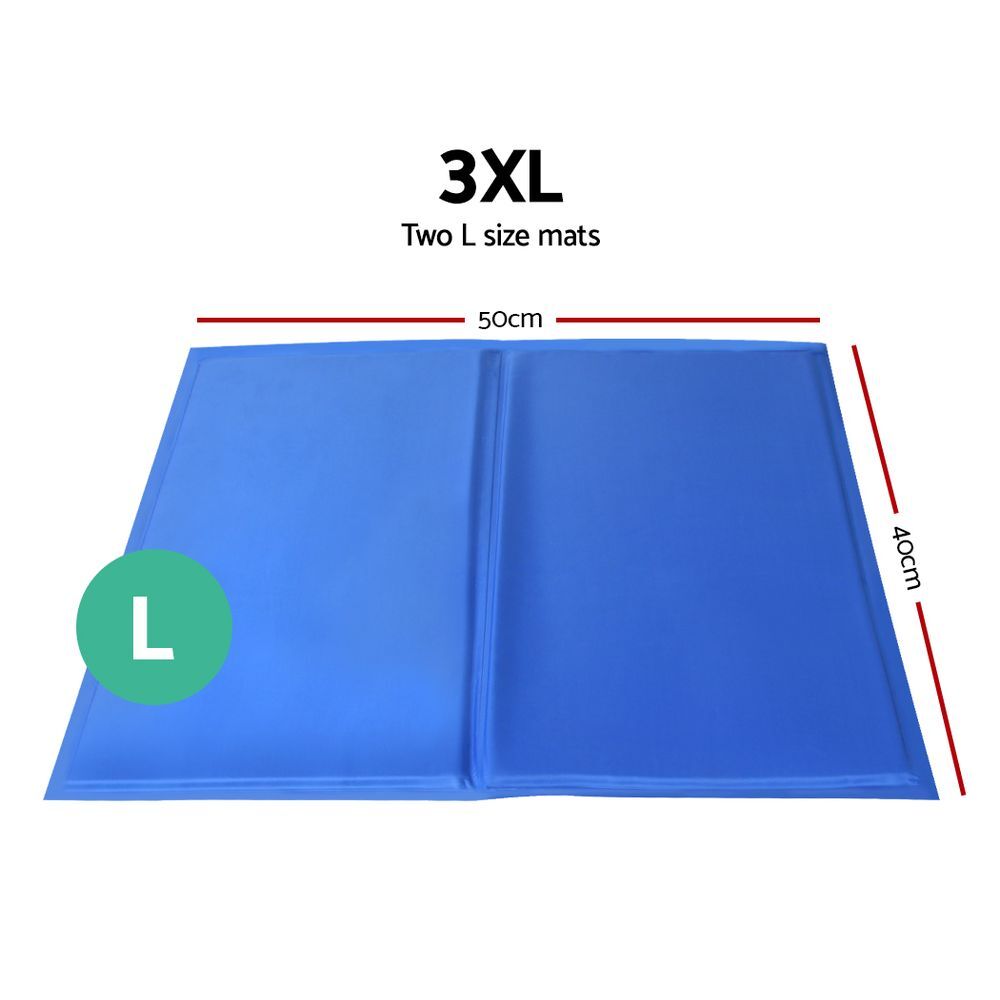 2 X Pet Cooling Bed Gel Mat Dog Cat Non-Toxic Cool Pad Puppy Cold Summer 50x40 CM V278-PET-BED-COOL-MX2