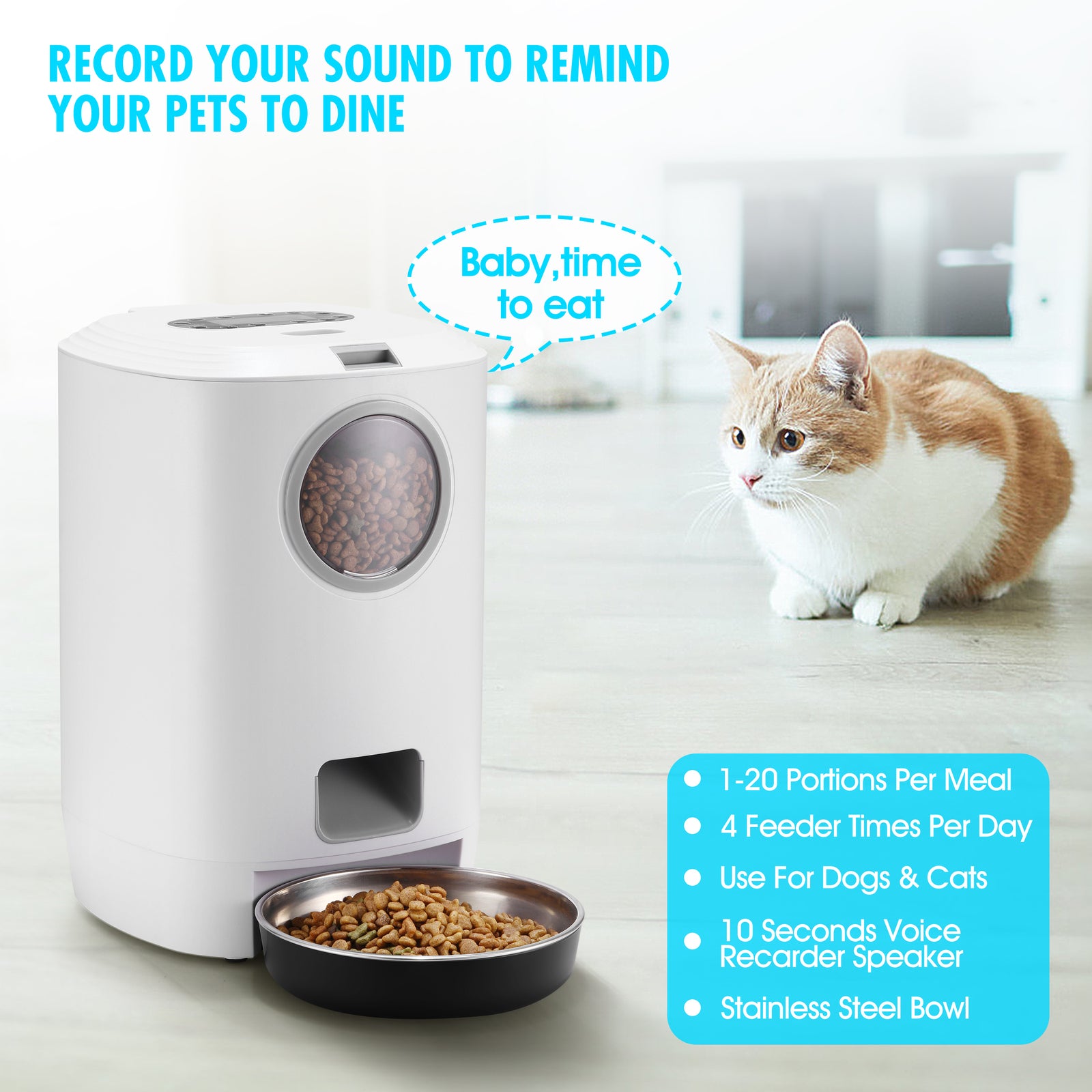 YES4PETS 4.5L Visible Automatic Digital Pet Dog Cat Feeder Food Bowl Dispenser V278-PF-122-FEEDER