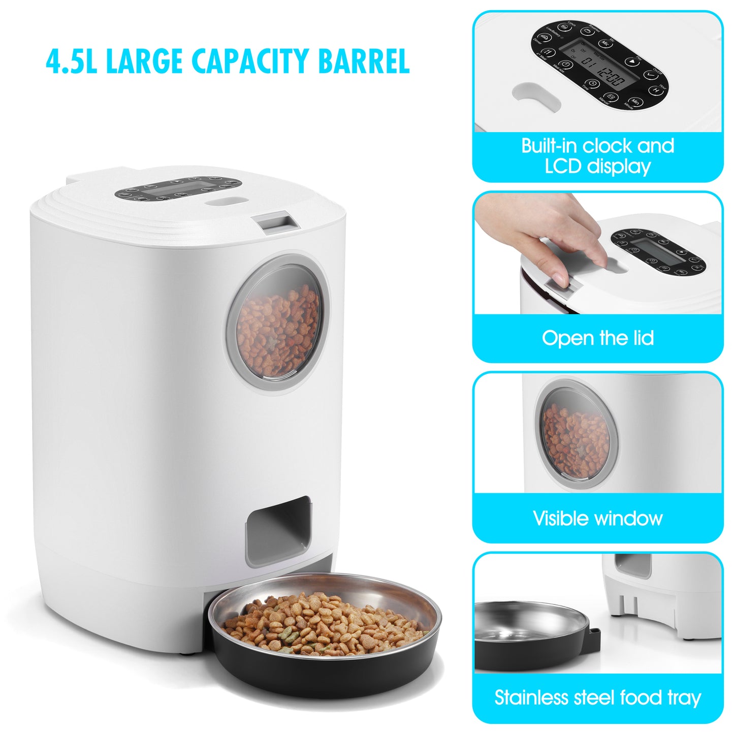 YES4PETS 4.5L Visible Automatic Digital Pet Dog Cat Feeder Food Bowl Dispenser V278-PF-122-FEEDER