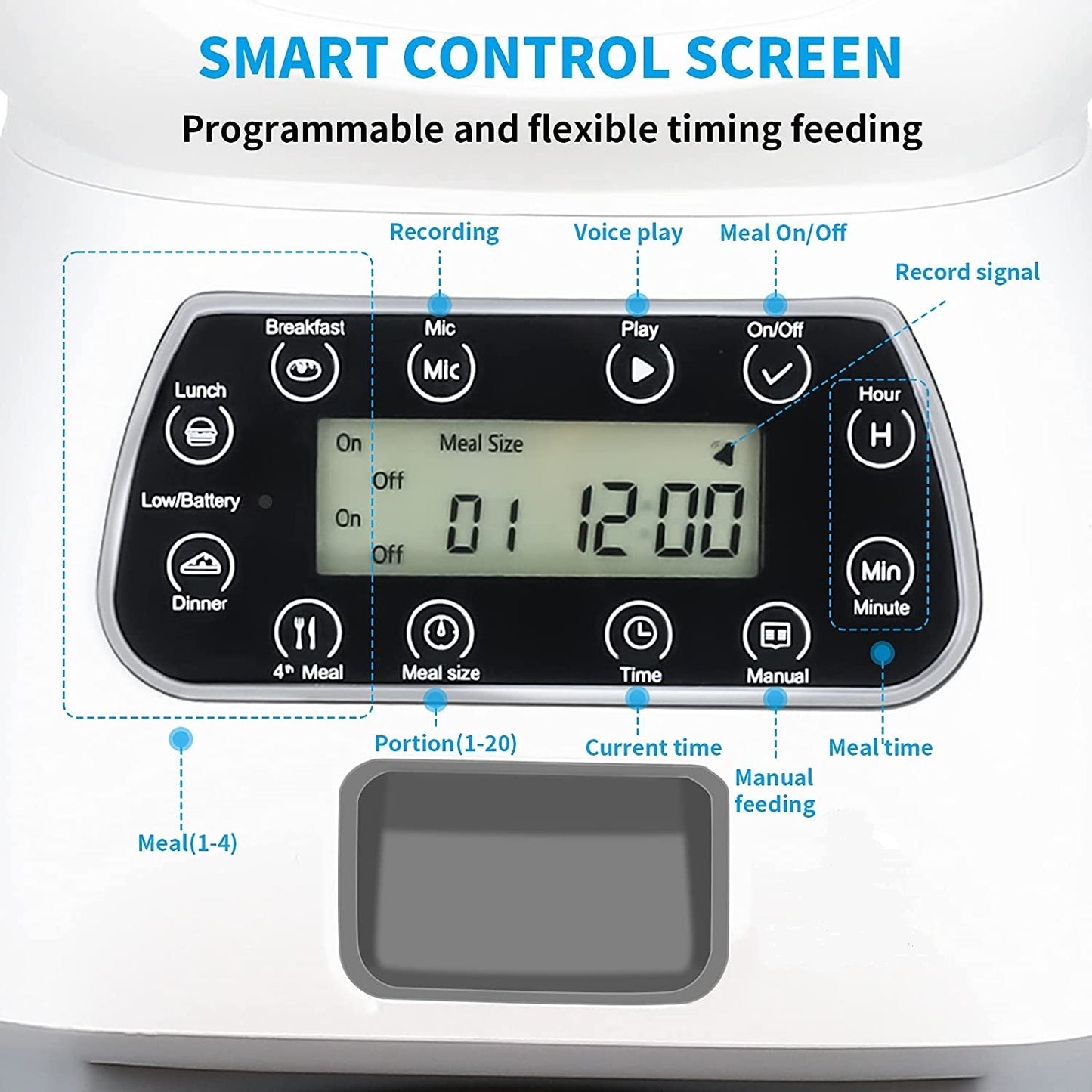 YES4PETS 3.5L Visible Automatic Digital Pet Dog Cat Feeder Food Bowl Dispenser V278-PF-125-FEEDER-6009-0573