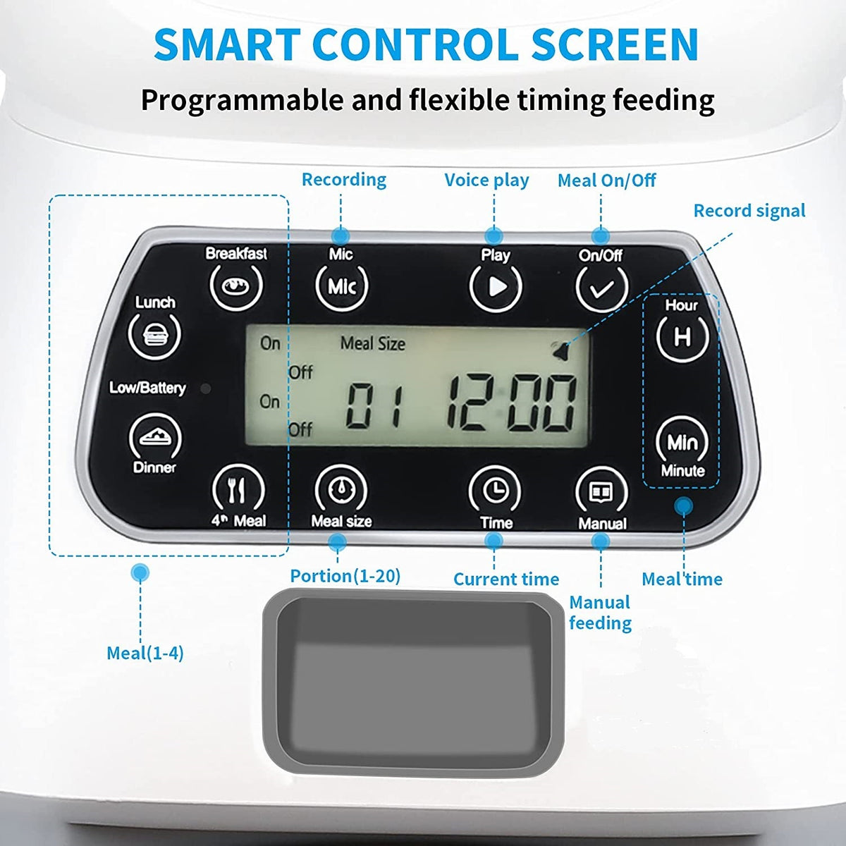 YES4PETS 3.5L Visible Automatic Digital Pet Dog Cat Feeder Food Bowl Dispenser V278-PF-125-FEEDER-6009-0573